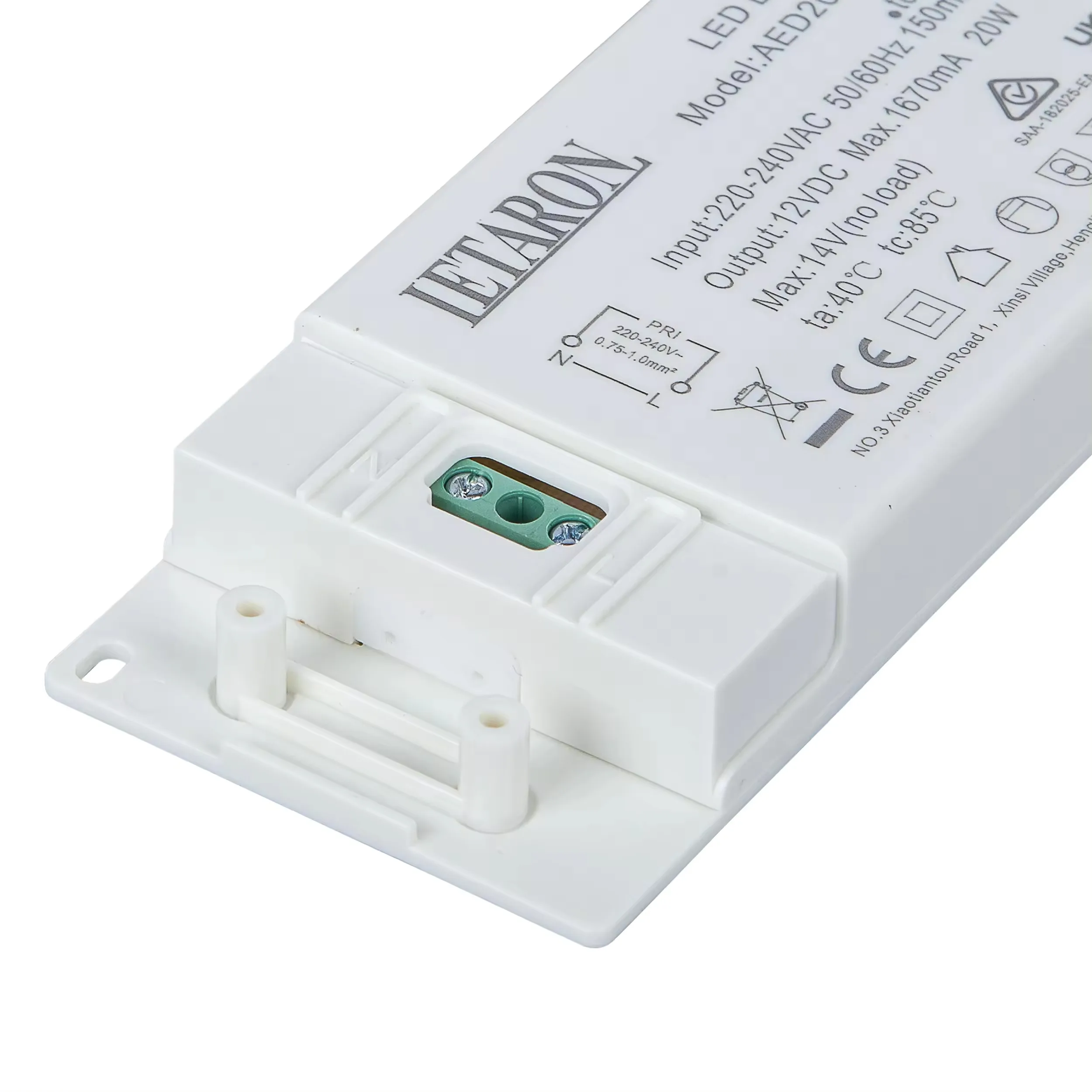 LETARON LED Driver LED 20w 12v 24v slim IP44 waterproof driverfix for mirror light high power supply saa ce ukca ccc