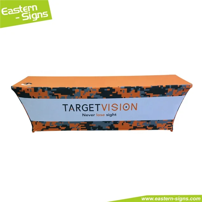 Flame retardant 100% polyester fabric stretch advertising trade show table cover for promotion