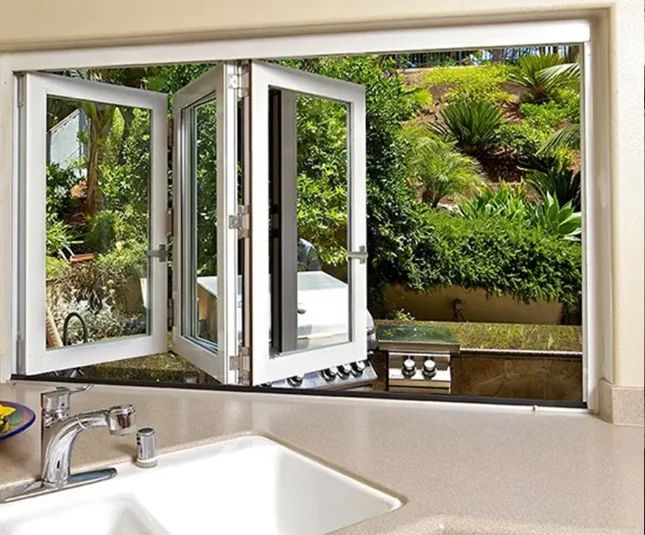 Modern Folding Windows New Design Double Glazed Glass aluminum frame Sliding glass window