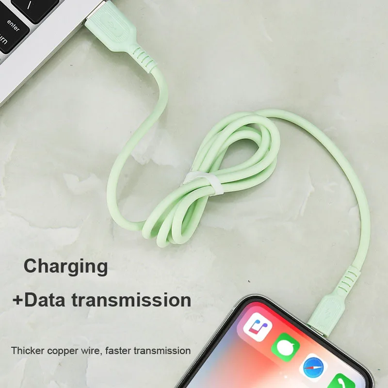 Candy Colors Android Micro Usb Cable Liquid Soft Rubber Thicker Copper Wire Fast Charging Data Cable Black/white