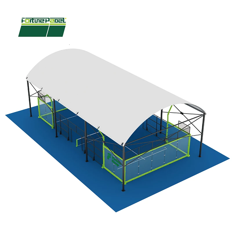 High Quality Club Sports Center supplier Indoor and Outdoor Custom paddle  roof Panoramic Classic Padel Tennis Court with tent