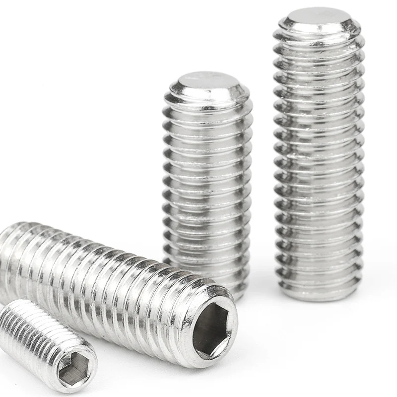 201 Stainless Steel Flat End Headless Machine Hexagon Socket Set Screw Jacking Screw M3 M4 M5 M6 M10 M12