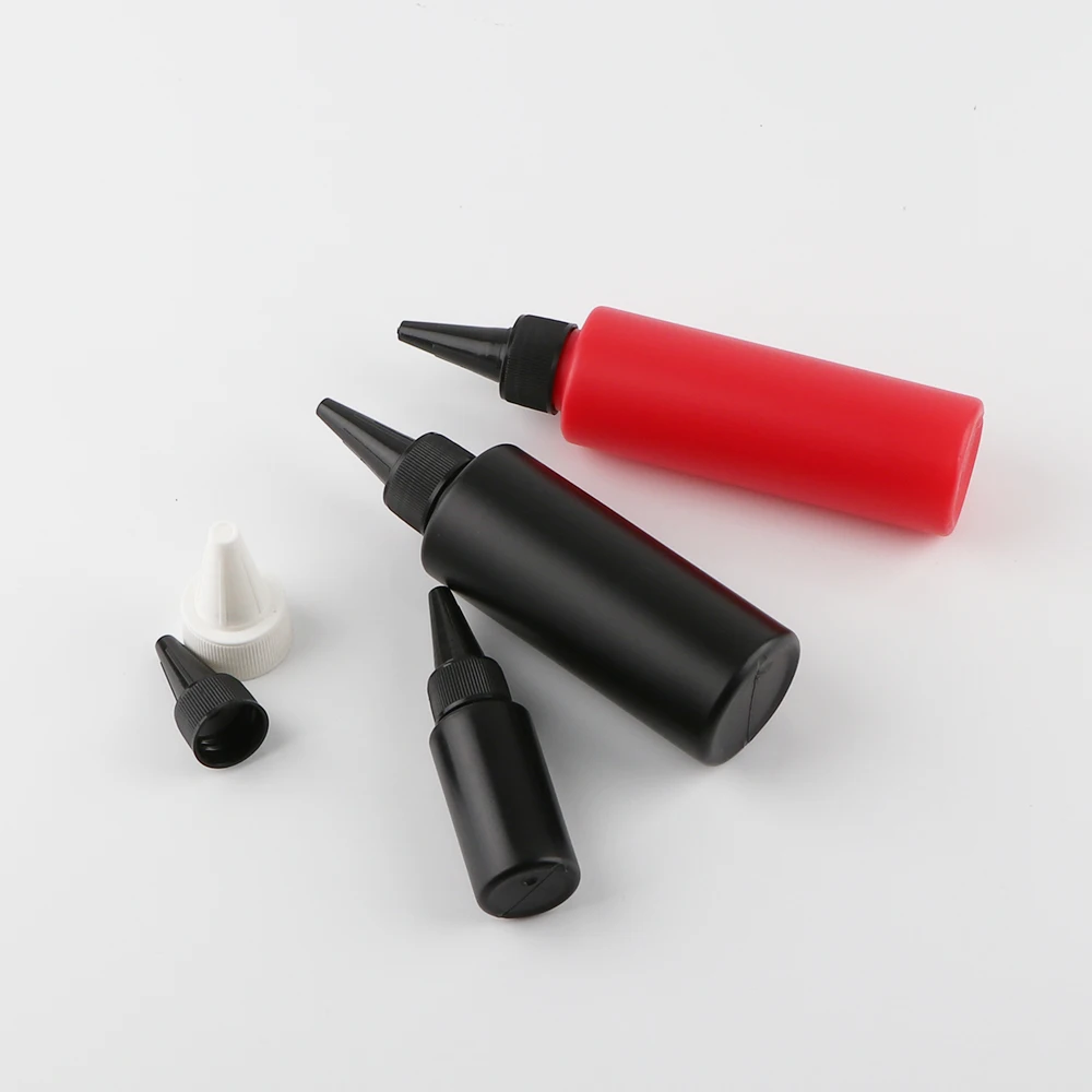 Empty 30ml 500ml 16oz 300ml 8oz 10oz Black Frosted HDPE Squeeze hair oil bottles With Twist Cap For Applicator Glue Pigment