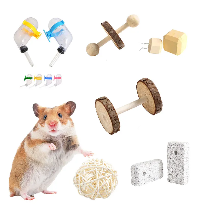 Set-Rat Toys Hamster Accessories Wooden Interactive Pet Small Animal Toys Hamster Toys