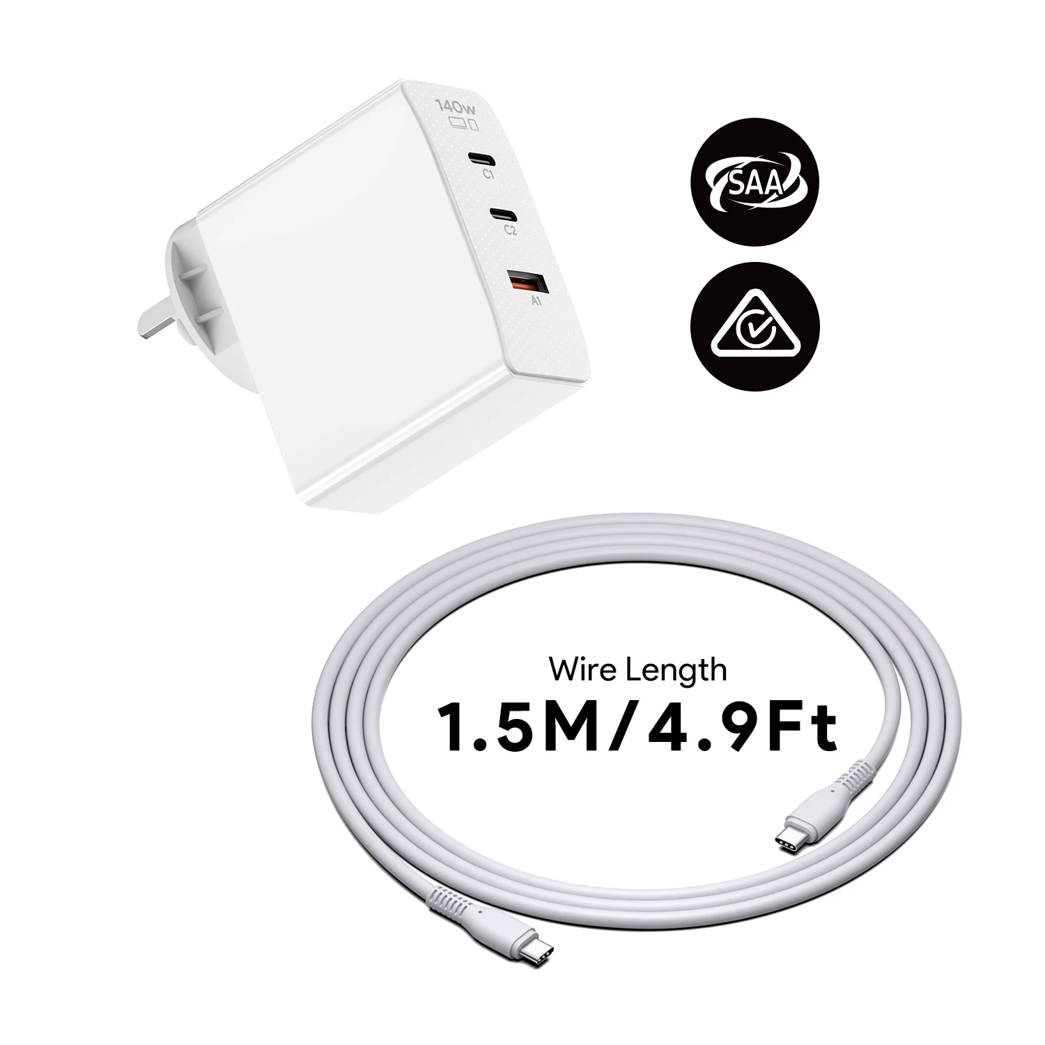 SAA RCM PD 140W GaN fast charger usb Type-C Travel Adapter Laptop power adapter charger USB-C Power Supply 140W usb c AU plug