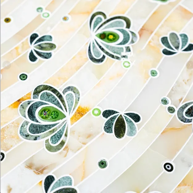Modern Design Marble Mosaic Wall Glossy Natural Stone Glass Art Flower Butterfly Motif Interior Wall Whole House Mosaic