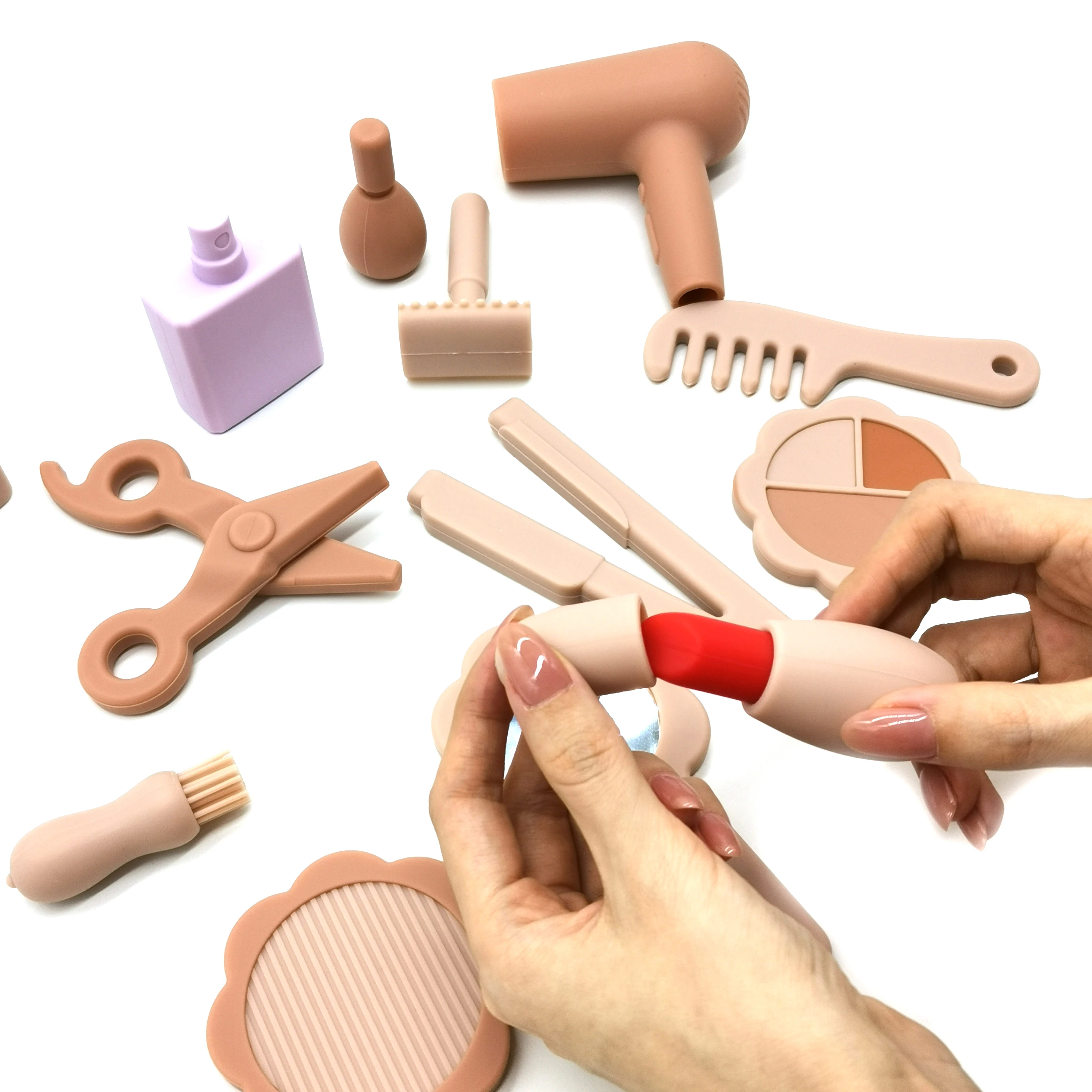 2024 New Makeup Toy Set 12 PCS Pretend Safe Beauty cosmetic Salon Toys Silicone  Makeup Kit for Girls Toddler