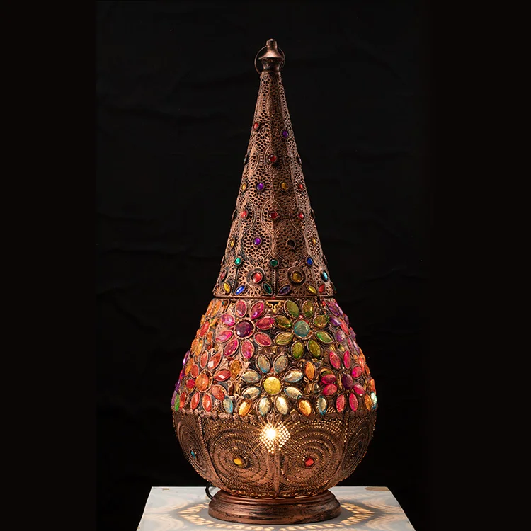 Home Decor Creative Corner Crystal Lamp Standing Floor Iron Wire Weave Flower Luxury Turkish Floor Lamp