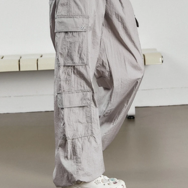 Custom Loose Fit Utility Pockets Cargo Pants Casual Quick-dry Streetwear Cargo Pants Baggy Nylon Cargo Pants For Men