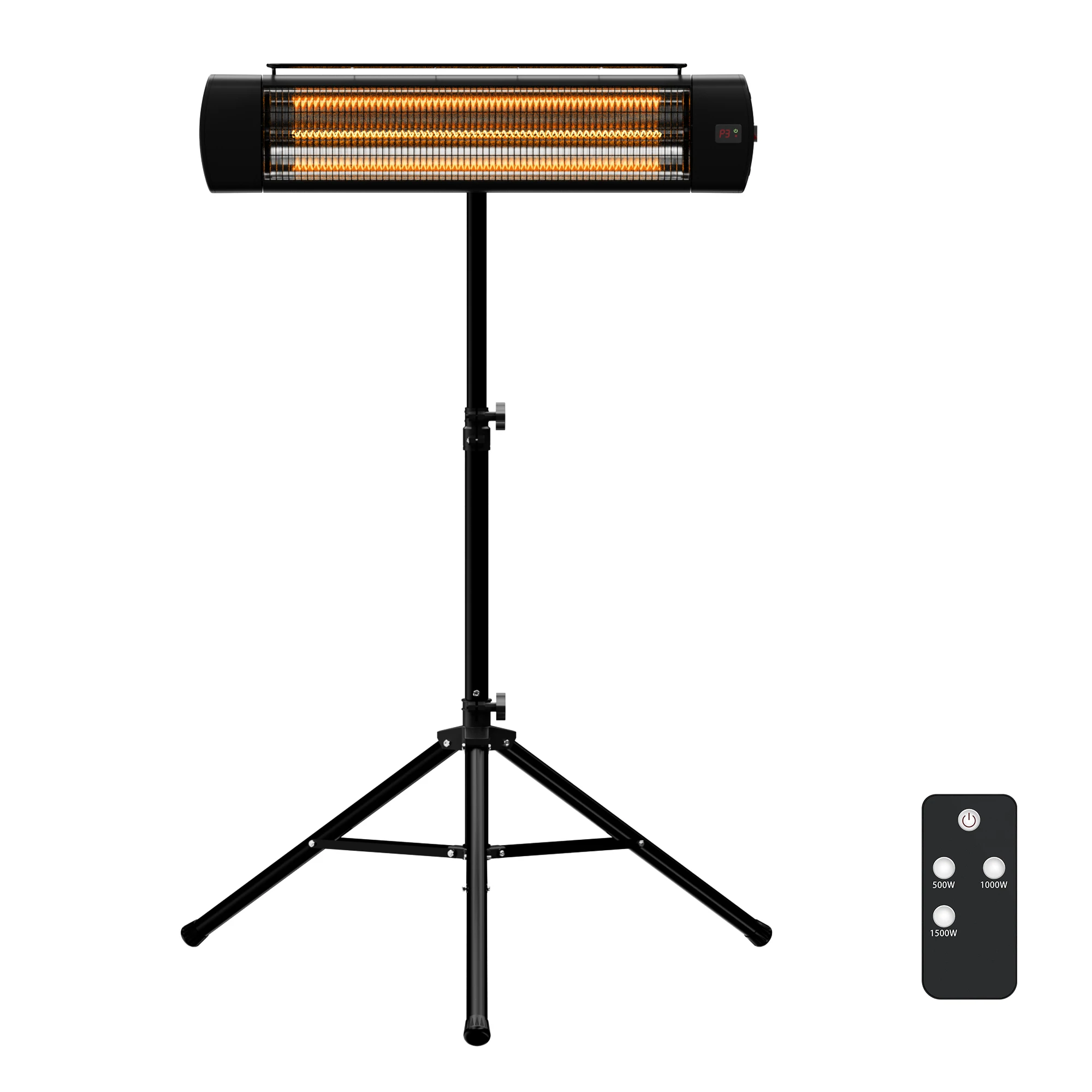 New Fashionable 1500W Electric Heater Home Use Waterproof Outdoor Patio Infared Heaters Remote Control Tripod Free Standing