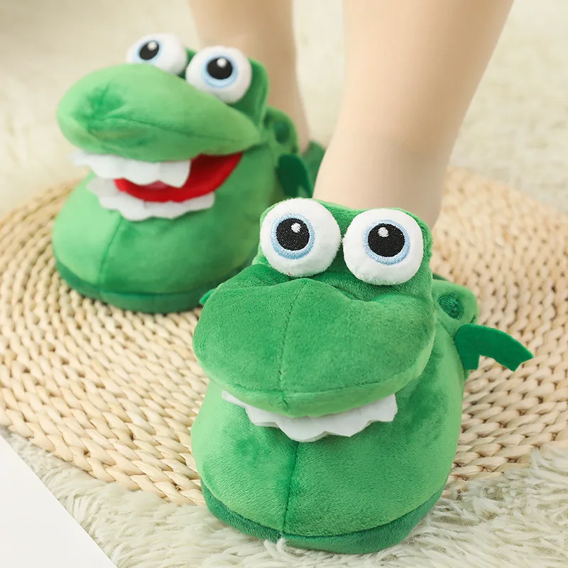 Cartoon Crocodile Cotton Slippers Moving Funny Walking with Open Mouth and Dancing Warm Comfortable Christmas Gift Kids Girl Boy