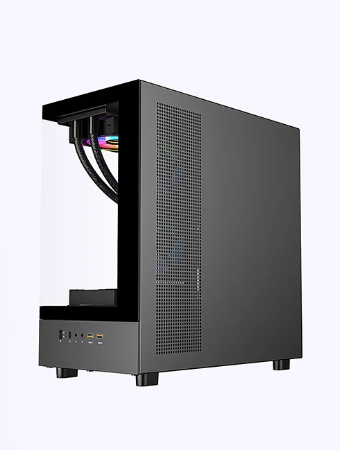 New Fashion 270 full view Transparent  Tempered Glass  Front Panel Desktop  E Atx Gaming Computer Case Black PC case