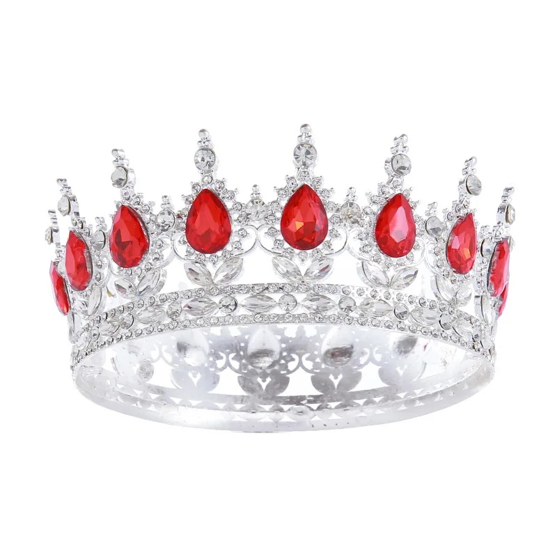 Vintage Colorful Baroque Crown Alloy Headpiece Birthday Adult Gift Wedding Dress Accessories Headcrown Queen