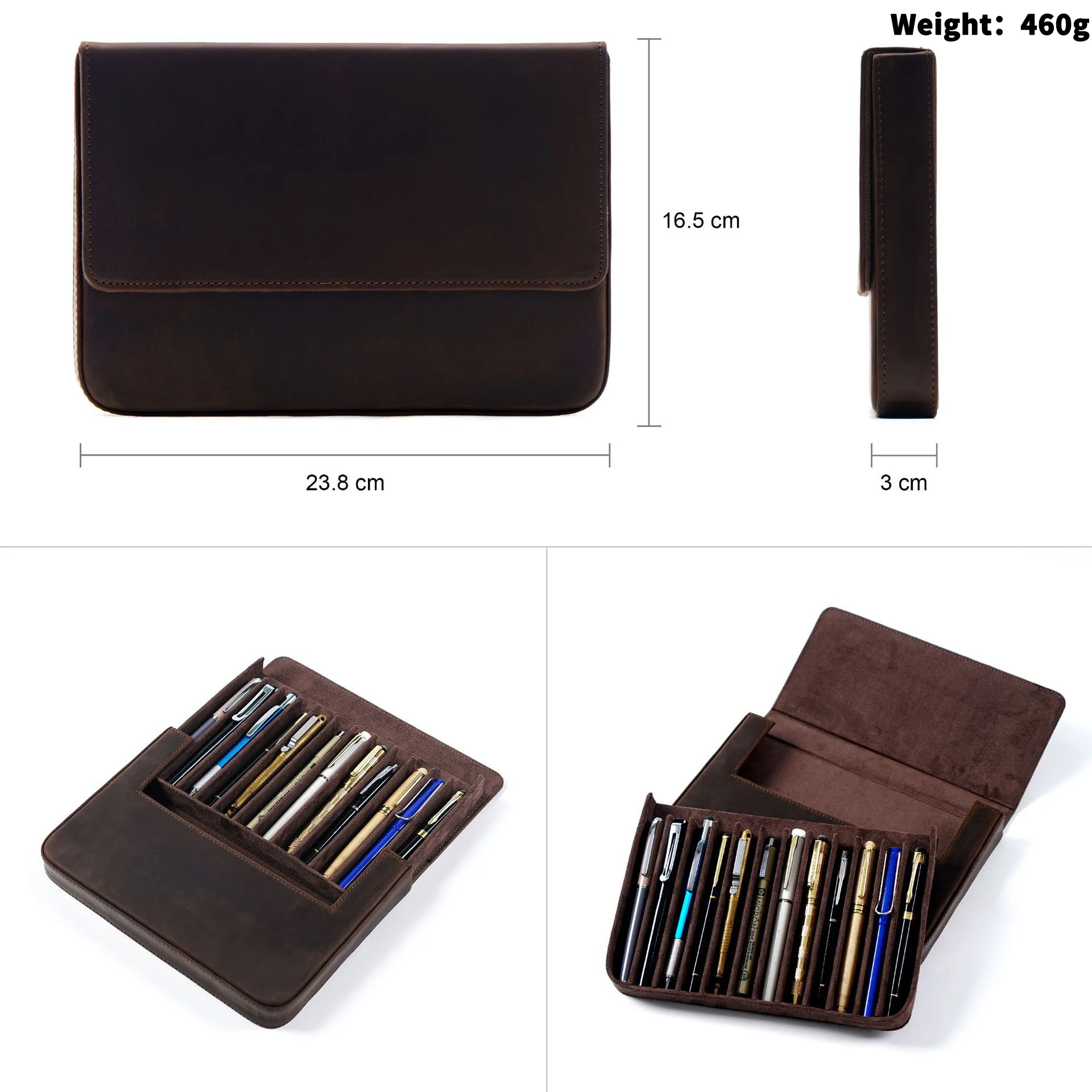 New Arrival Multicolor Color Crazy Horse Leather School Pen Case Box Holder Full Grain Leather Genuine Leather Pencil Box