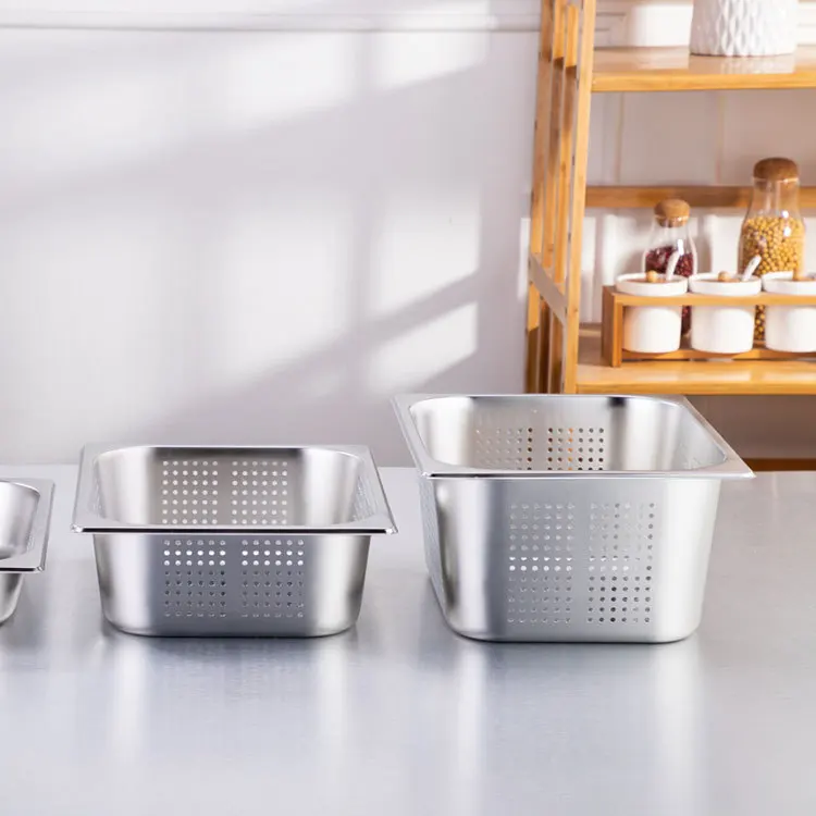 Stainless steel serving basin 304 buffet dining room grid rectangular punching clamshell flip score plate