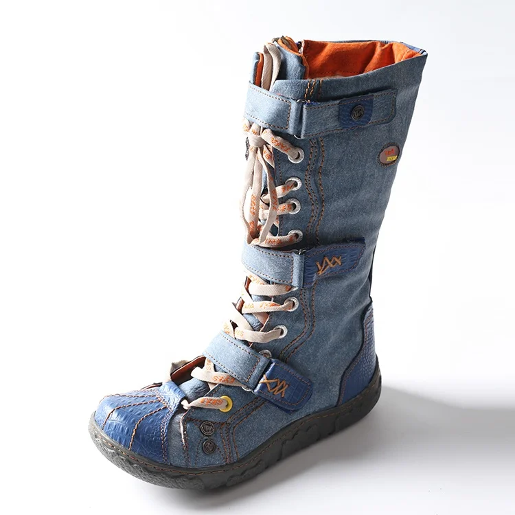 Зимние женские длинные сапоги до колена на плоской подошве кожаные теплые сапоги на толстой подошве со шнуровкой из ЭВА искусственный мех Натуральная кожа Повседневное платье 1 кг