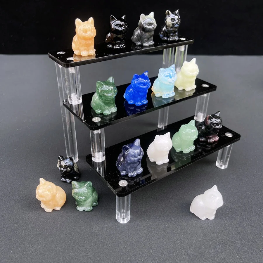 Wholesale Natural Crystal Cat Figurine Carved Gemstone Crystal Cat Statue For Gift
