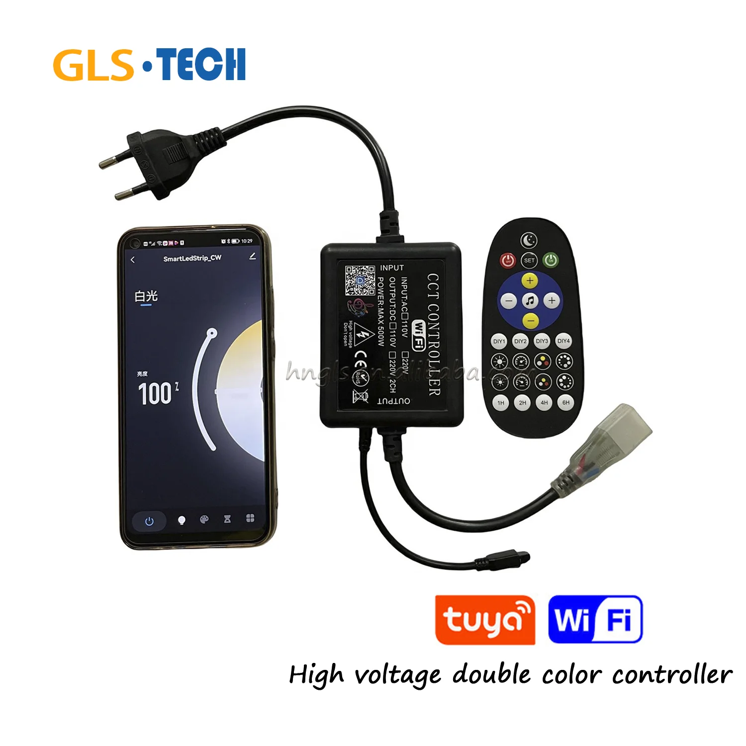 Смарт-WIFI приложение Tuya светодиодный контроллер для переменного тока 110 В 220 Одноцветный CCT RGB высокое напряжение светодиодные полосы