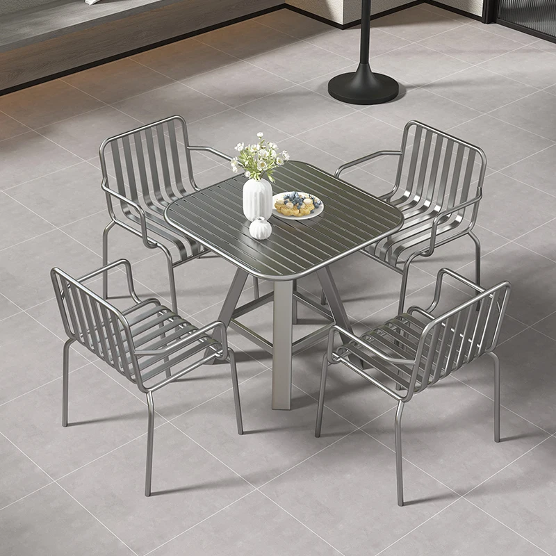 Wholesale Modern Aluminum Material Back Chair Outdoor Table Leisure Garden Furniture Set