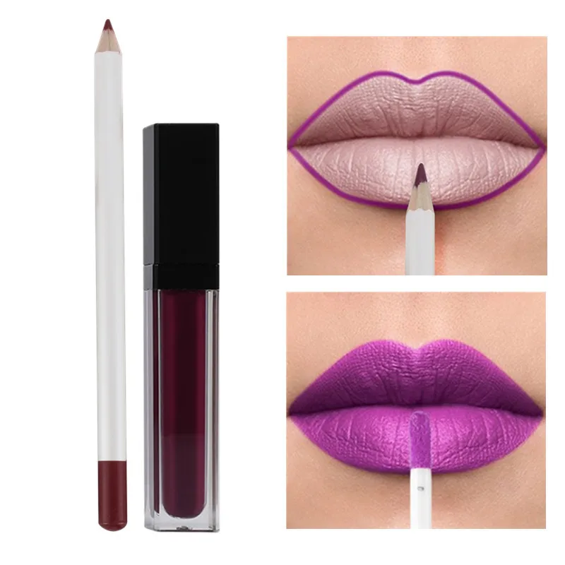 26 color lip gloss lip liner set matte lipstick non-stick cup combination no logo spot