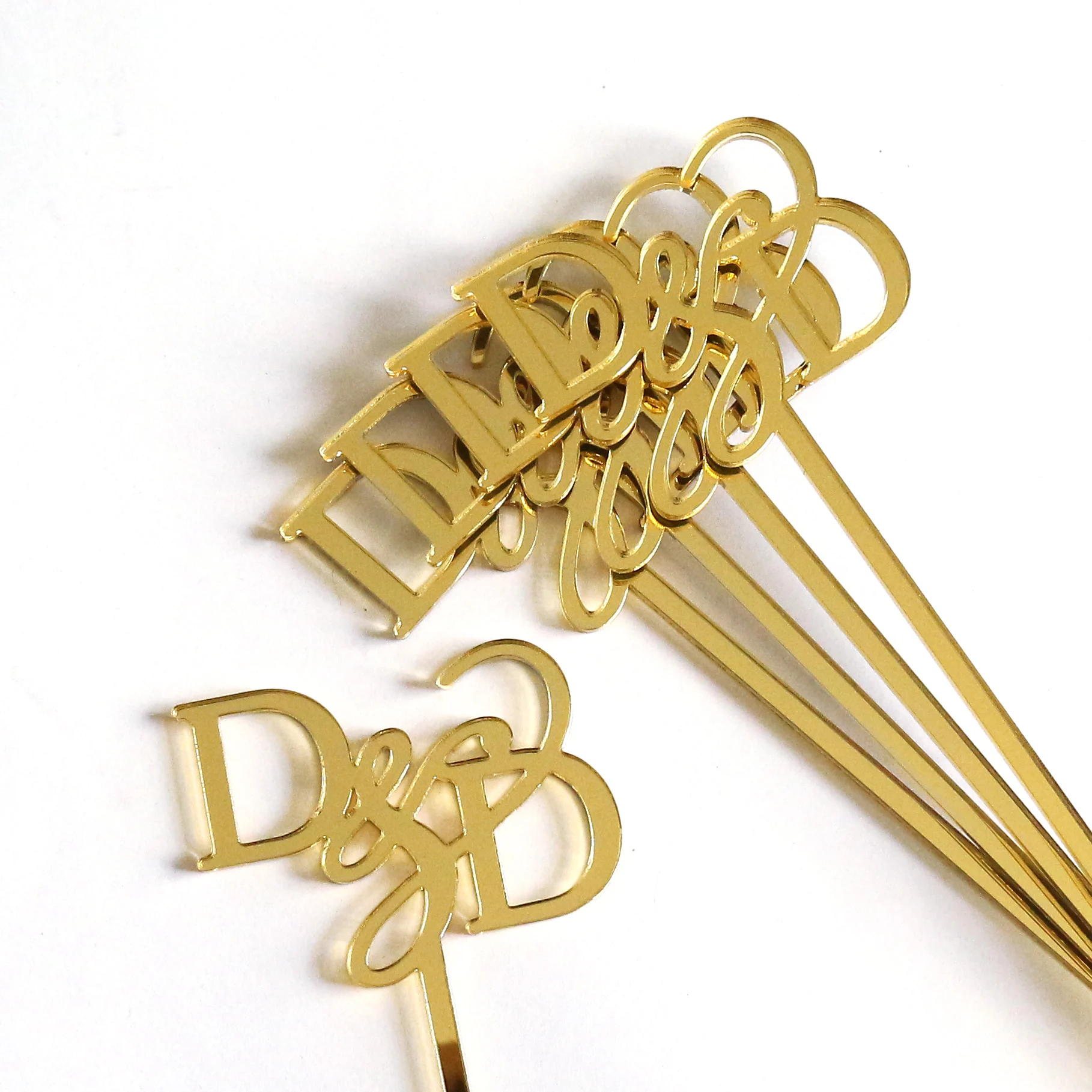 Wholesale Luxury Gold Mirror Acrylic Customized Text Drink Sticks For Home Bar Party 3mm Fashion Design Swizzle Stirrers