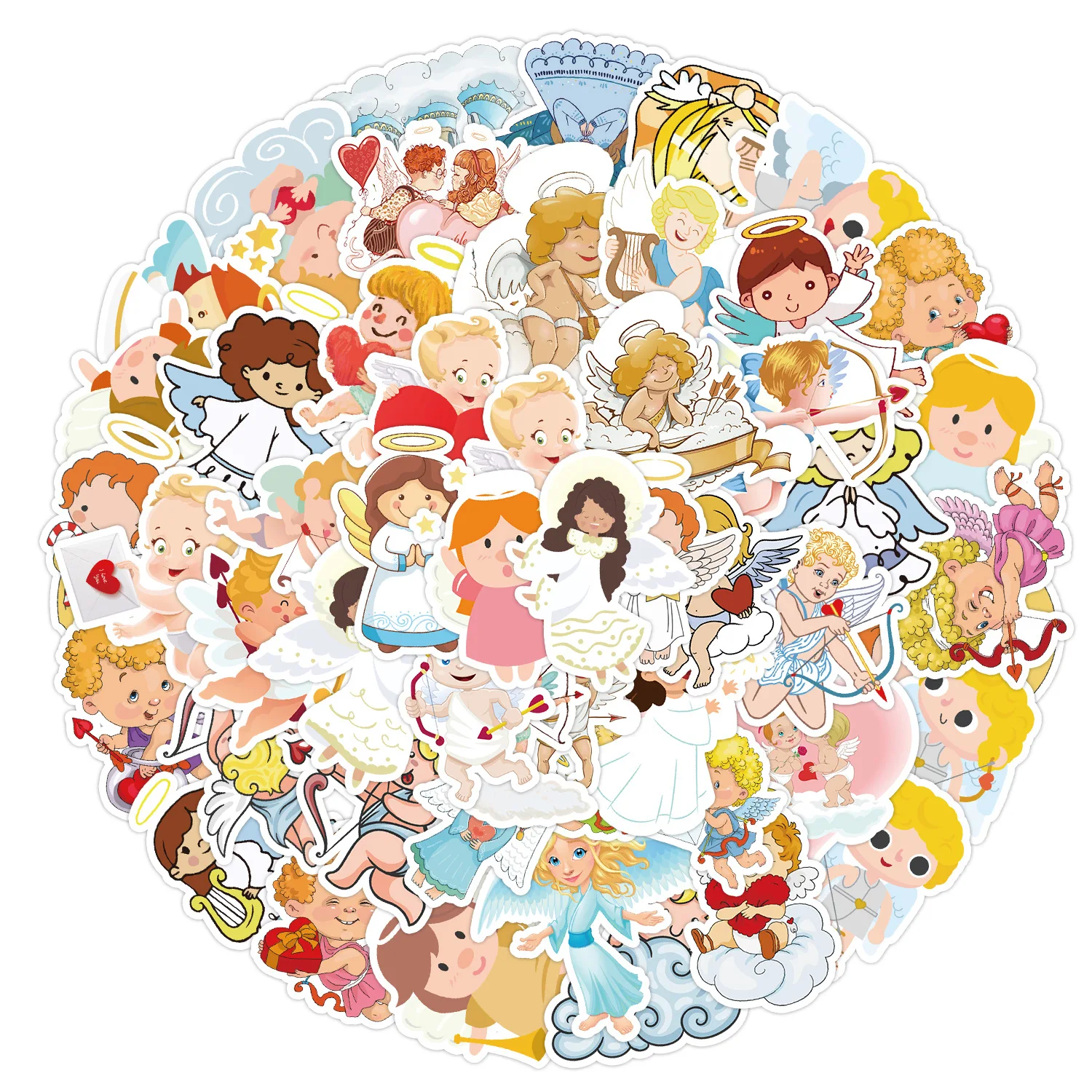 50PCS Mobile Phone Refrigerator Glass Decoration Stickers Waterproof Cute Little Angel Stickers