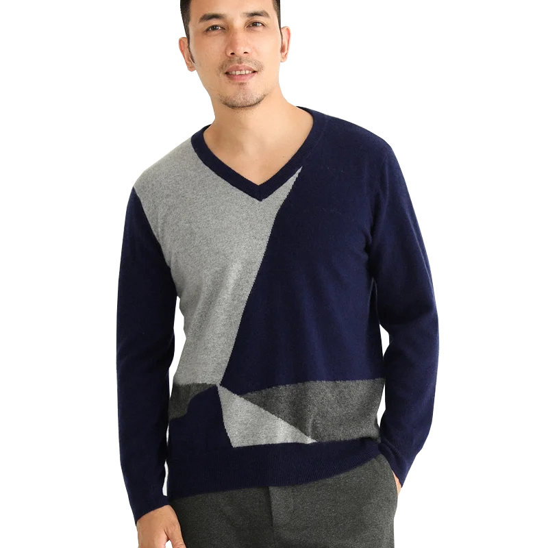 Custom Pullover Male Autumn Winter Warm Vneck 100% Cashmere Men Sweater Manufacture