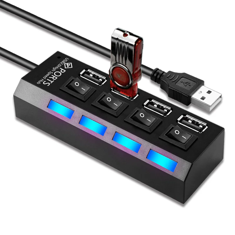Cheap Price Power Switch Buttonfor Charging Desktop  Multiport Adapter  Laptop Extension 20 4-port Usb2.0 Hub