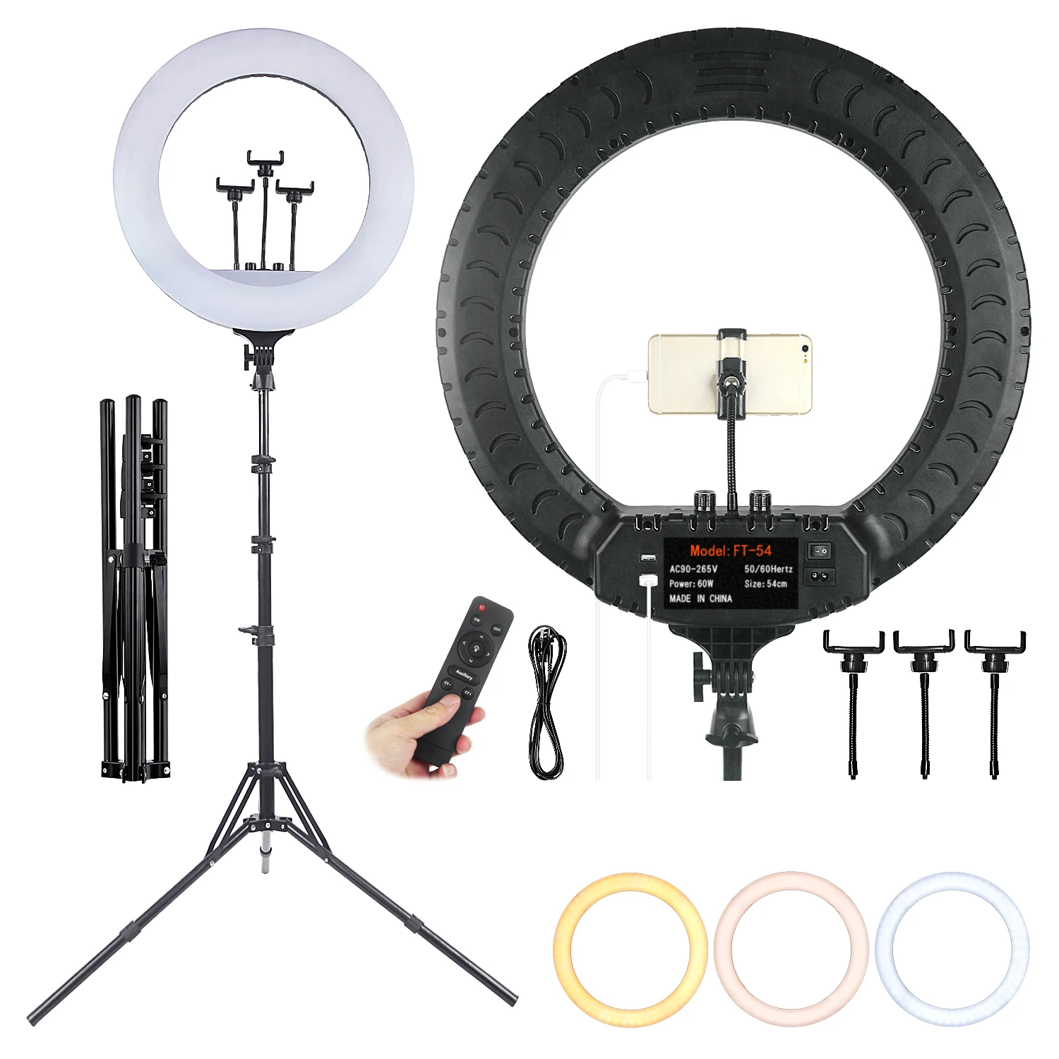 FOSOTO 21inch Selfie Led Ring Flash Light Live Streaming Lamp Led Ring Light With Tripod Stand For beauty Makeup video Tiktok