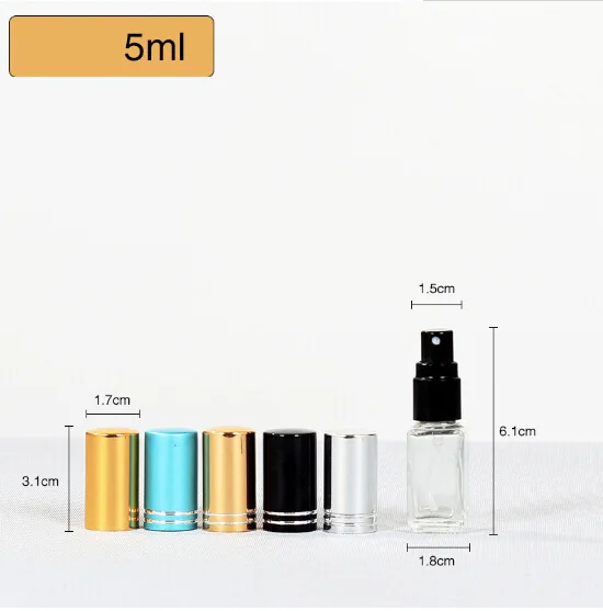 Мини 5 мл карманный прозрачный стеклянный флакон для парфюма с распылителем