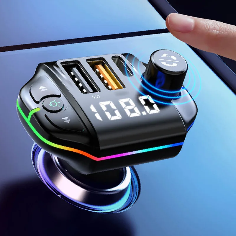 New PD20W Super Fast Charging Wireless BT Handsfree Usb Fm Transmitter Charger Colorful Lights Mp3 Player for Car