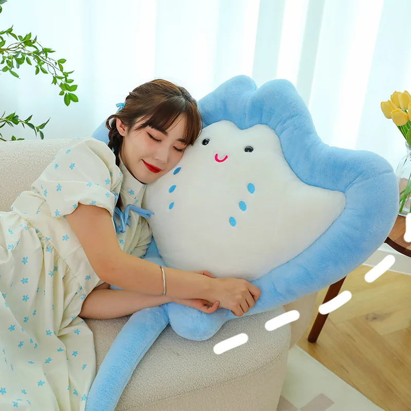 Factory Price Custom Cute 60cm-110cm Skate Soft Hugging Pillow Smiley Ray Stuffed Animals Plush Toy Marine Animal Plush Toy