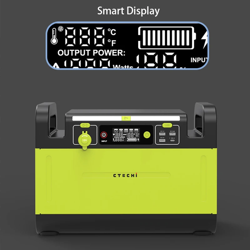 CTECHI 1500W Battery High Capacity Emergency Power Solar Generator Portable Power Station for CPAP Medical Emergency Home