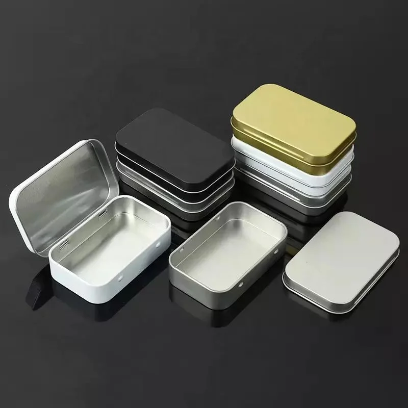 Custom Square Black White Sliver Gold Package Box Food Metal Tin Box With Hinged Lid