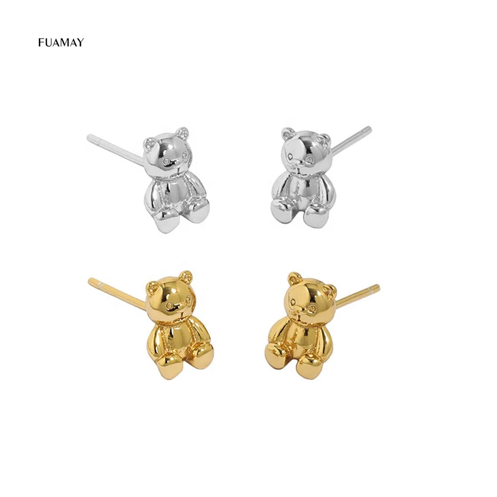 FUAMAY Fashion Cute Animal Gummy Bear Earrings Studs Sterling Silver Bear Earrings Aretes Mujer