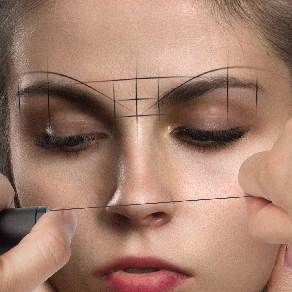 Private Label Pre-inked Brow Mapping String 20M 30M Black White Coloful Eyebrow Shading Mapping Thread Microblading  brow shape