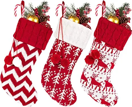 Cute NewcCartoon Style  Christmas Stockings Pink White Christmas Stocking Boots Wholesale Custom