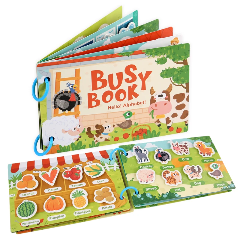 2024 Montessori Autism Sensory Educational Toys Alphabet Animal Early Education Kids Learning Busy Book