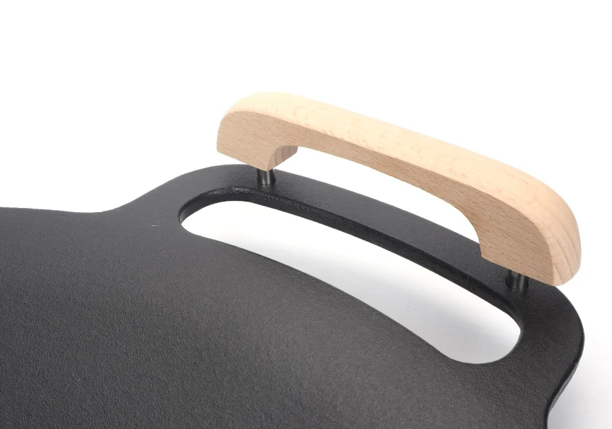 Hot Sale Korean BBQ Round Cast Iron Roti Tawa Griddle Grill Pan Cast Iron Crepe Pan with Double Handled