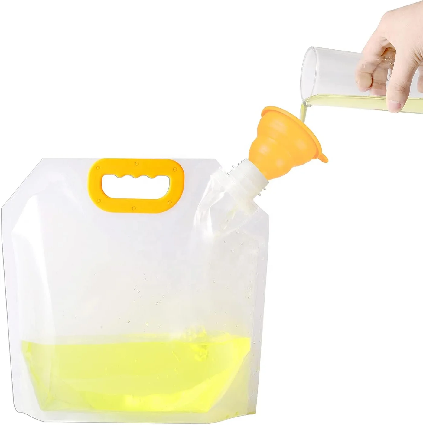 Collapsible Water Container Bag Plastic Liquor Spouted Pouches Drinking Flasks Clear Plastic Storage Jug for Camping Hiking