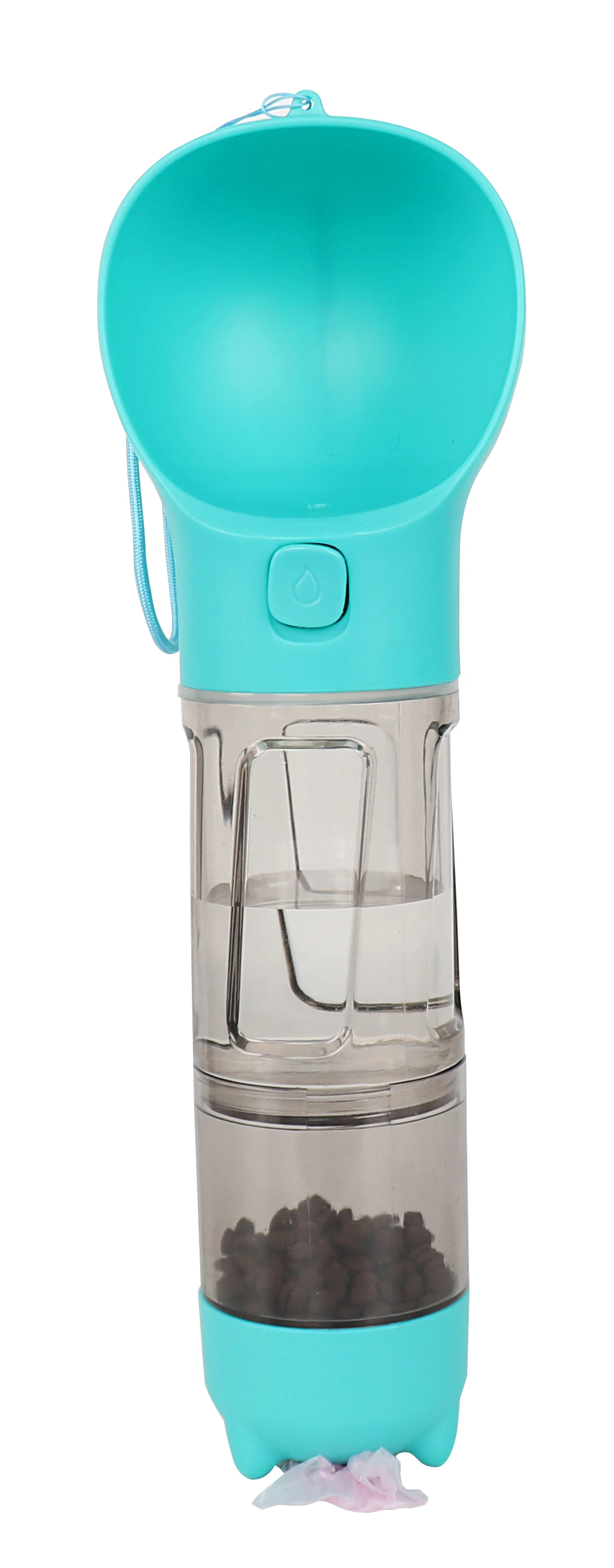 Portable Dog Drinking Water Bottle 4 In 1 Pet Water Bottle bowl Waste Bag Dispenser Outdoor Feeder Travel Bottle