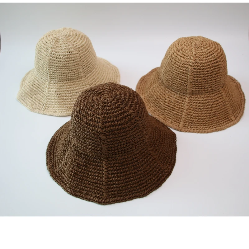 ND007  Handmade Paper Hat Body Wide  Brim  Raffia Straw Hat Bodies Outdoor Beach Sombrero  Natural Paper Cap
