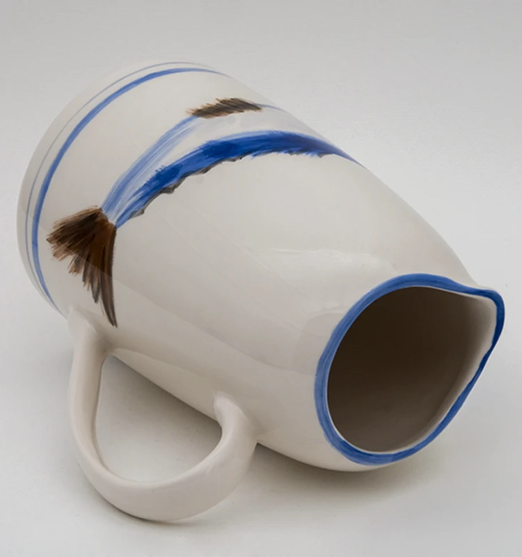 
Irregular Shape Fish Handpaint Stoneware Flower Pot Vase Ceramic Flower Planters with Handle 