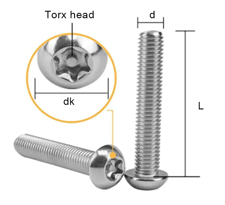 Hot Sale Head T15 Torx Screws Round Head Security Wood Chipboard Screw with ribs for Use With Torx wrench and Anti Theft Bolt