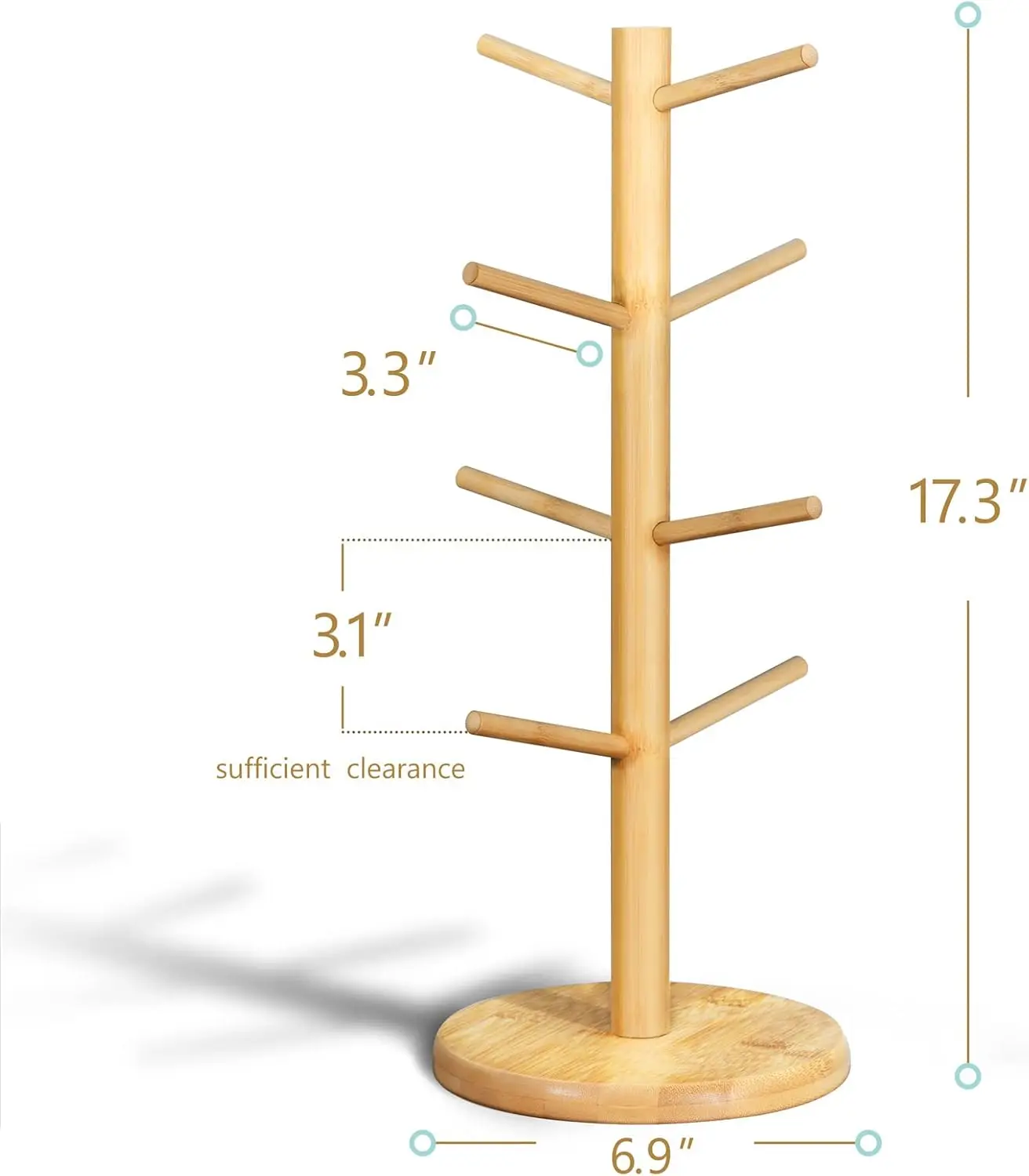 Coffee Mug Tree with Hooks Mug holder Stand Wood Coffee Cup Holder Countertop Mug Stand Kitchen Organizer