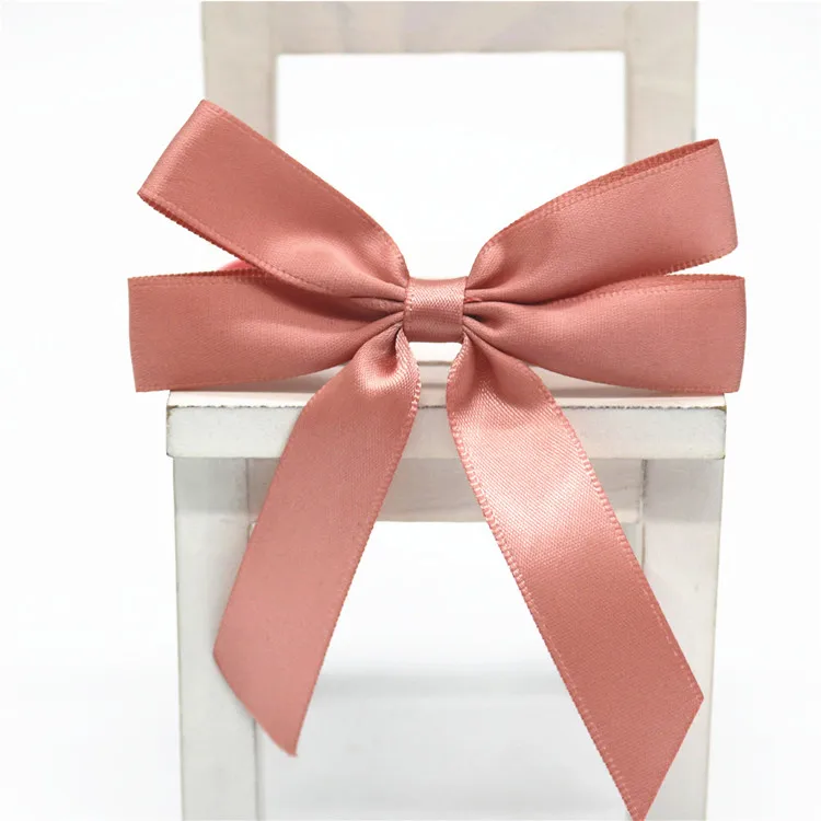 Customized Bottles Gift Decoration Custom Handmade Satin Ribbon Bow with Elastic Band Loop For Neck Bottle Wrapping