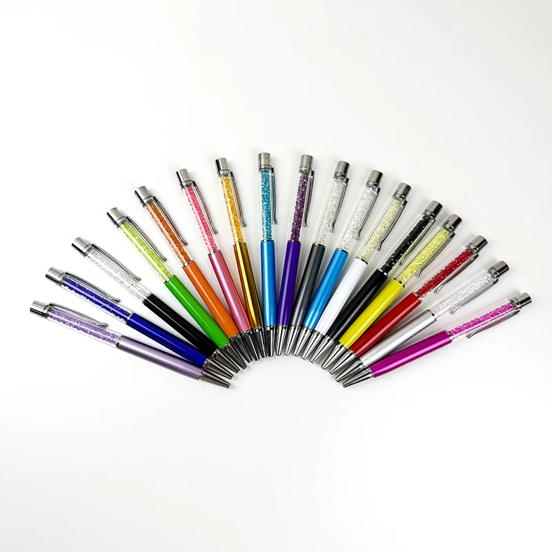 Wholesale Custom Logo Metal Bling Ballpoint Diamond Crystal Pen Business Top Gem Rhinestone 1.0mm Writing Width Gift Promotion