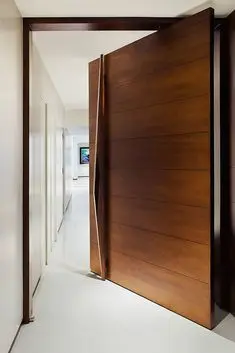 Seeyesdoor Modern Style House Teak Wood Pivot Entry Security Front Door with Windows