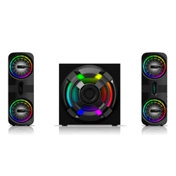 SATE(AS-9965)ARC Optical RGB BT wireless 2.1 speaker Hot sell BT wireless 2.1 Rgb Multimedia Remote home theater speaker