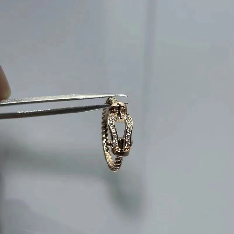 High quality Fried Dough Twists horseshoe buckle ring senior designer ring ladies jewelry wholesale